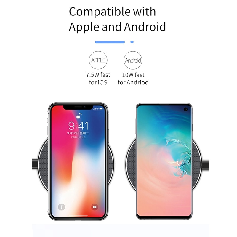 10w telefoonopladers, snelle draadloze qi-oplader voor iphone 11 pro max xs, samsung note 10, xiaomi snellaadstation, bureaulader