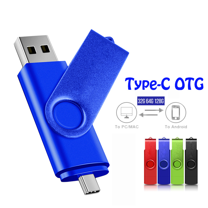 Metal otg 2 em 1 tipo c pen drive 128gb usb memória vara 4gb 8gb 32gb 64gb 128gb cle usb cle usb flash drive memoria usb