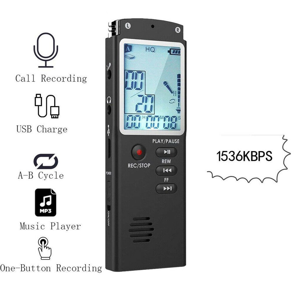Draagbare Digitale Voice Recorder Voice Activated Digital Sound Audio Recorder Opname Dictaphone MP3 Speler