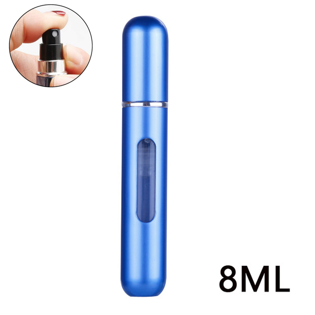 8/5 ml Parfümzerstäuber, tragbarer Flüssigkeitsbehälter für Kosmetika, Reisen, Mini-Aluminium-Spray, Alkohol, leere nachfüllbare Flasche: Tiefe Blau