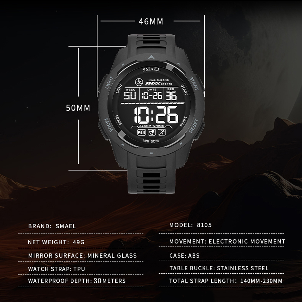 Smael Sport uhren Männer multifunktion Ale Wecker Silikon uhr Chrono Blaulicht Anzeige digitale junge Herren Armbanduhr