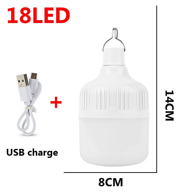 Outdoor Camping Led Light Charging Night Market Stall Lamp Wiring Free Rechargeable Wall Lamp 20/40/60W Portable Tube For Home: 18 Leds No Solar