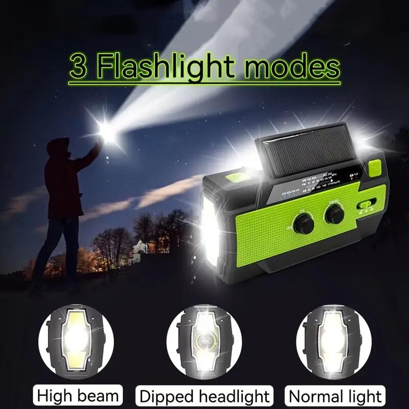 small portable radio Emergency USB rechargeafm Radio Power Bank Solar Hand Crank LED Flashlight battery operated radio