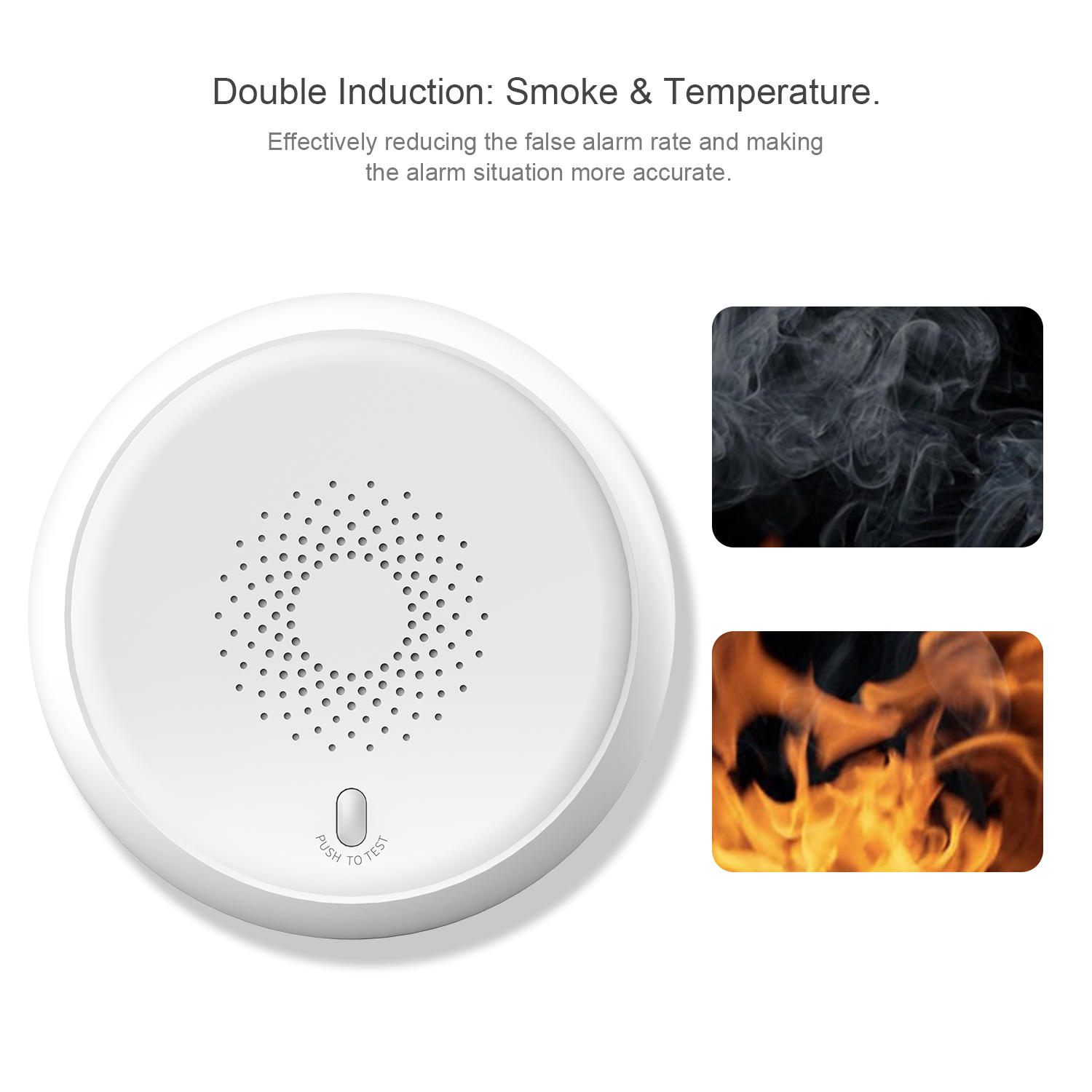 ZigBee Smoke Sensor Wireless Fire Alarm Automatic Intelligent Household Alarm Sensor White RSH-ZigBee-SS01
