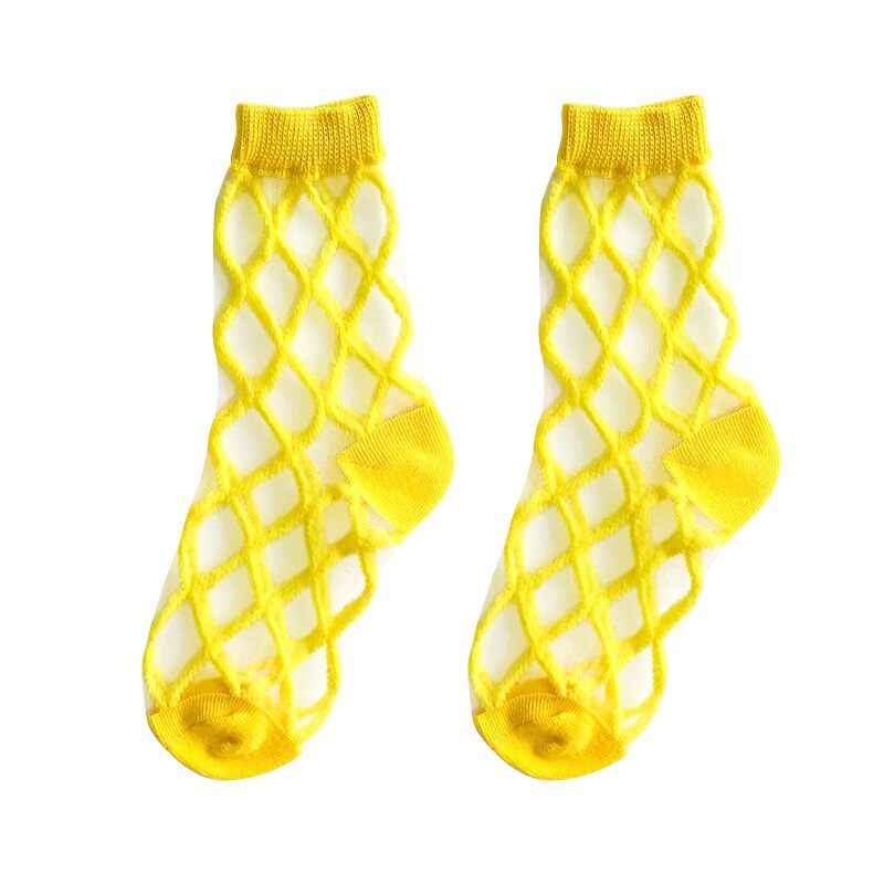 Kristall socken kinder Kurze baumwolle Weiche baby sommer socken für mädchen jungen Atmungs dünne 1-8 jahre kinder gitter socken: yellow / M (3-5 years old)