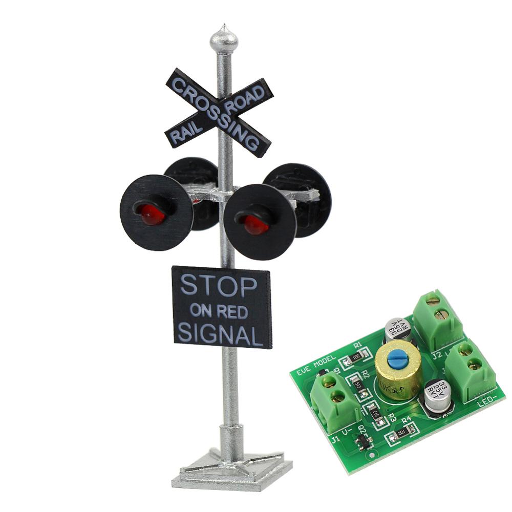 JTD87RP 1 set HO Scale Railroad Crossing Signals LED Head Model Traffic