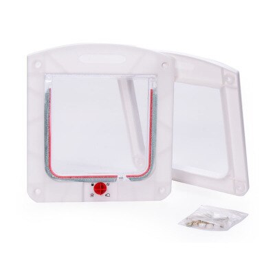 Lockable Cat Flap Door Kitten Dog Pet Lock Suitable for Any Wall or Door Security Animal Small Pet Gate Flap Door Pet Supplies: White