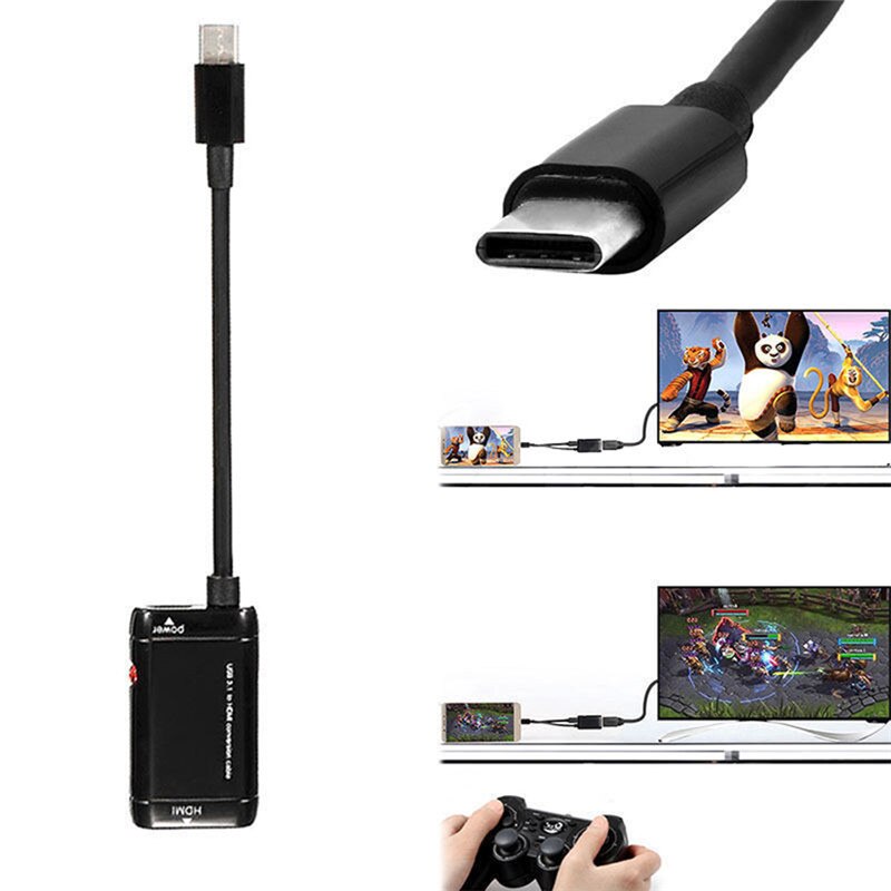 Usb-c type c til hdmi adapter usb 3.1 kabel til mhl android telefon nettbrett svart