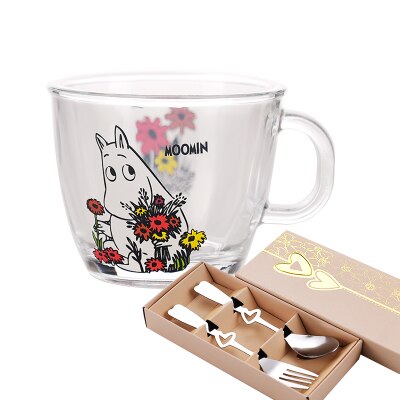 Moomins cartoon Drinkware babies glass water drink glass cup clear glass handle 210ml glass cup safe cute mug: Folk B