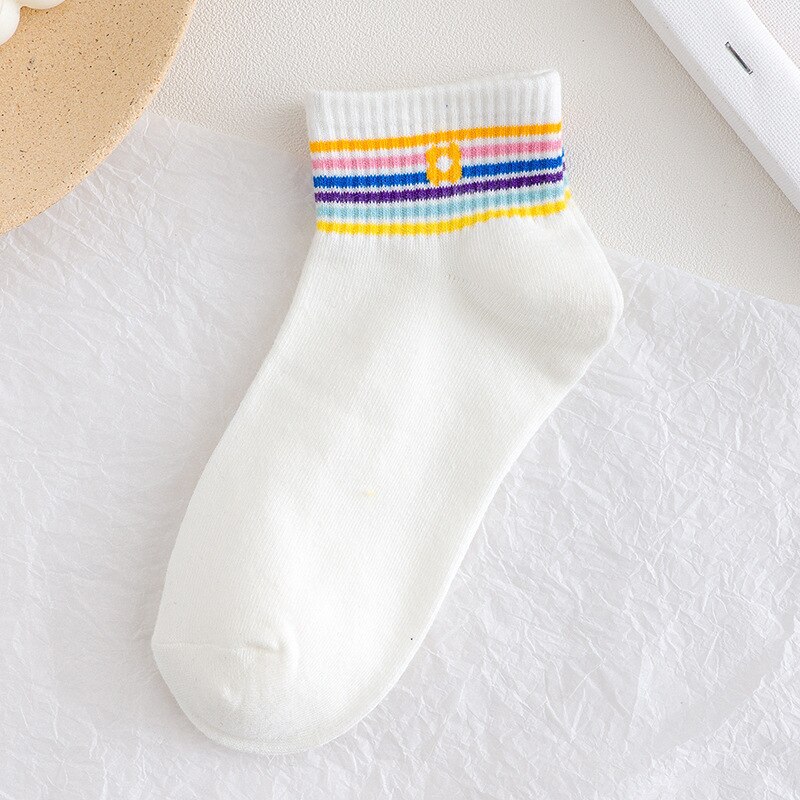 Calcetines cortos de algodón con estampado de arcoíris para mujer, medias de estilo Harajuku, con dibujo de fruta, fresa, primavera y verano: 2