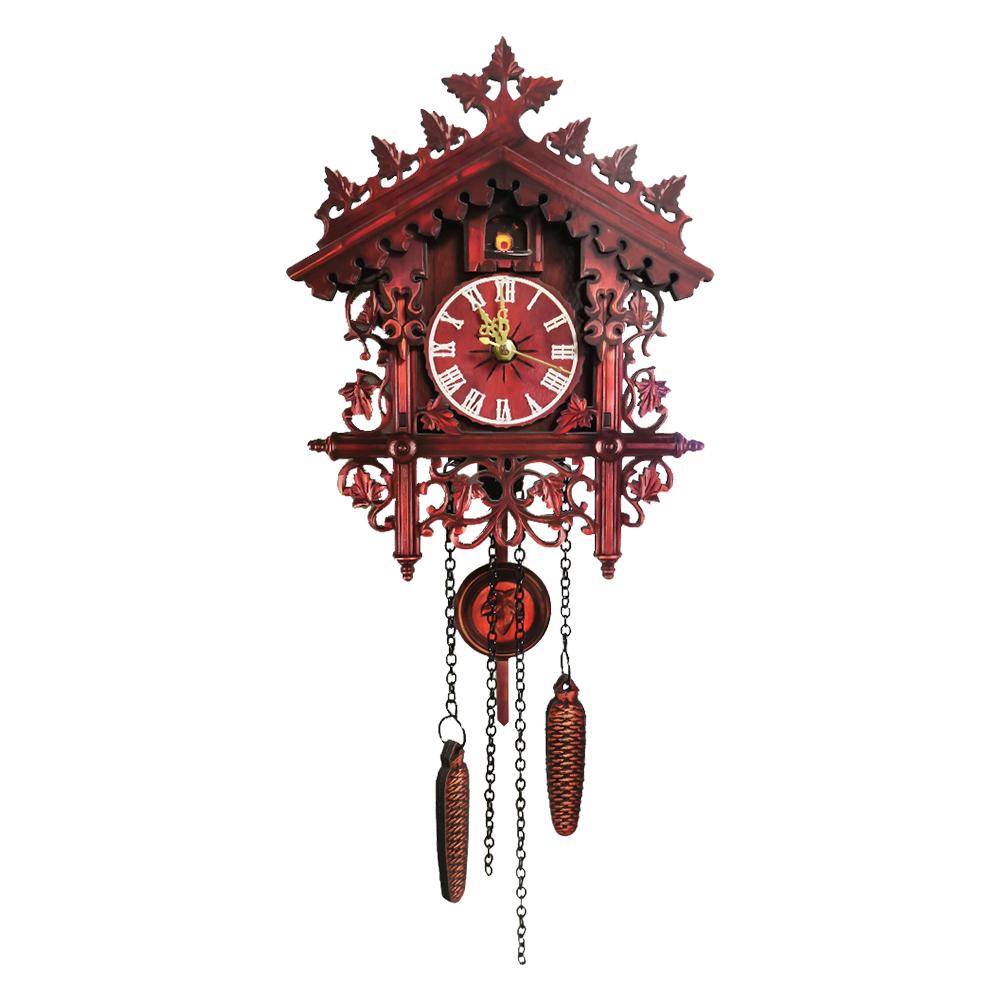 Relojes de cuco montados en la pared Retro, reloj de cuco oscilante en 3D de madera de Bosque Negro, reloj de cuco tallado a mano, decoración del hogar 20E