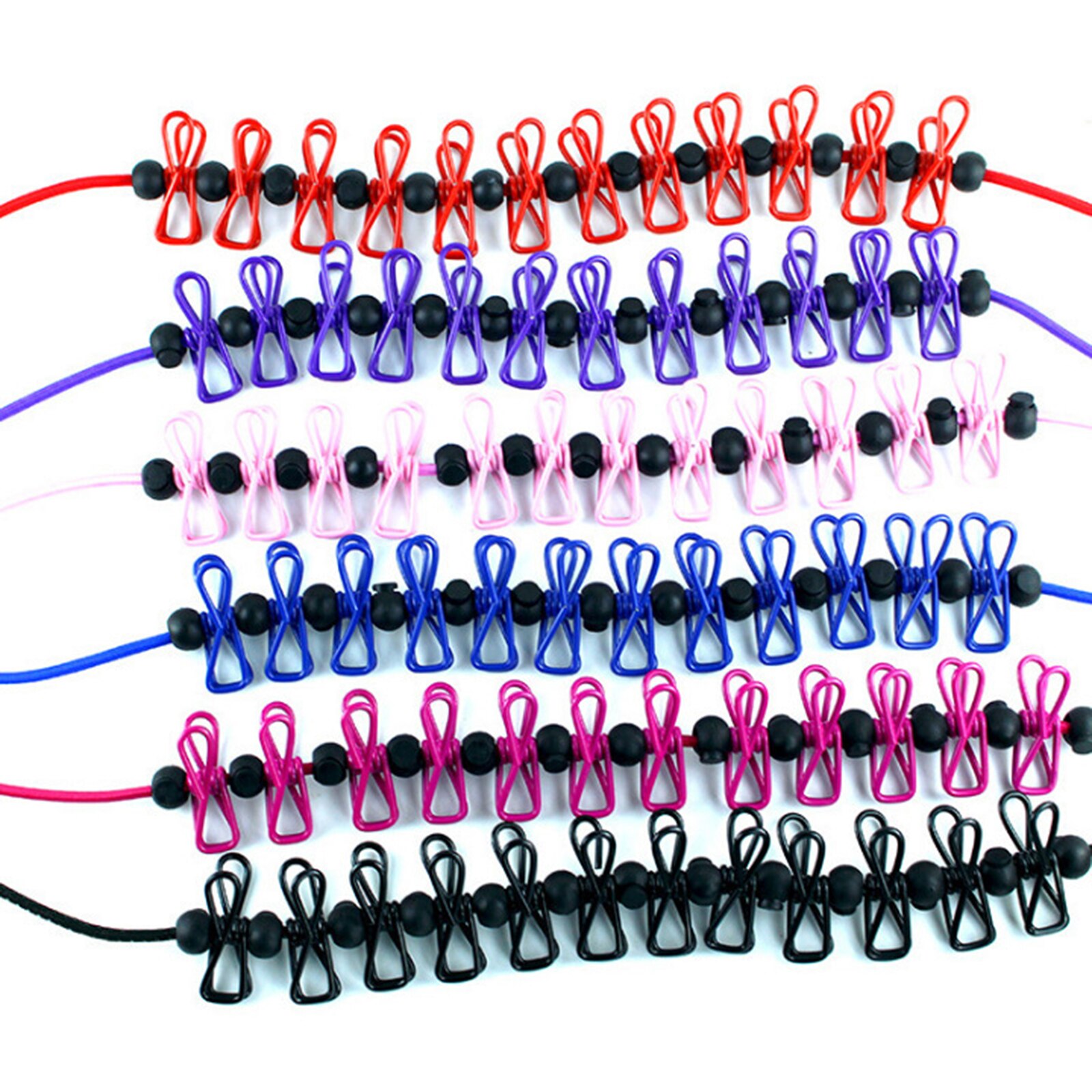 Clothes Line Buckle Rubber Band with Iron Wire Elastic Windproof Rope Positioning Accessory