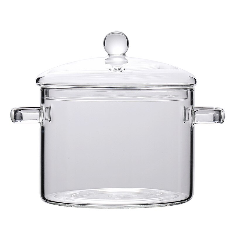 Gjennomsiktig glass kasserolle suppe gryte instant nudler glass bolle med håndtak lokk varmebestandig grøt gryte kjøkken matlaging verktøy