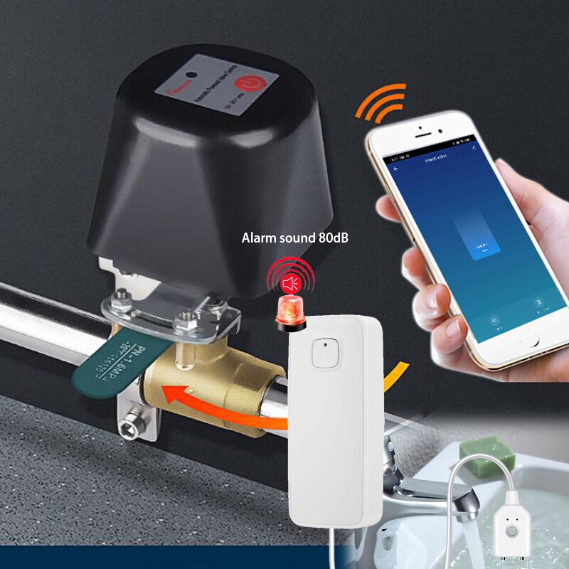 Tuya – système intelligent de contrôle de l'eau, alarme de fuite d'eau, arrêt automatique, Valve à bille, avec contrôleur intelligent, application WIFI et Bluetooth