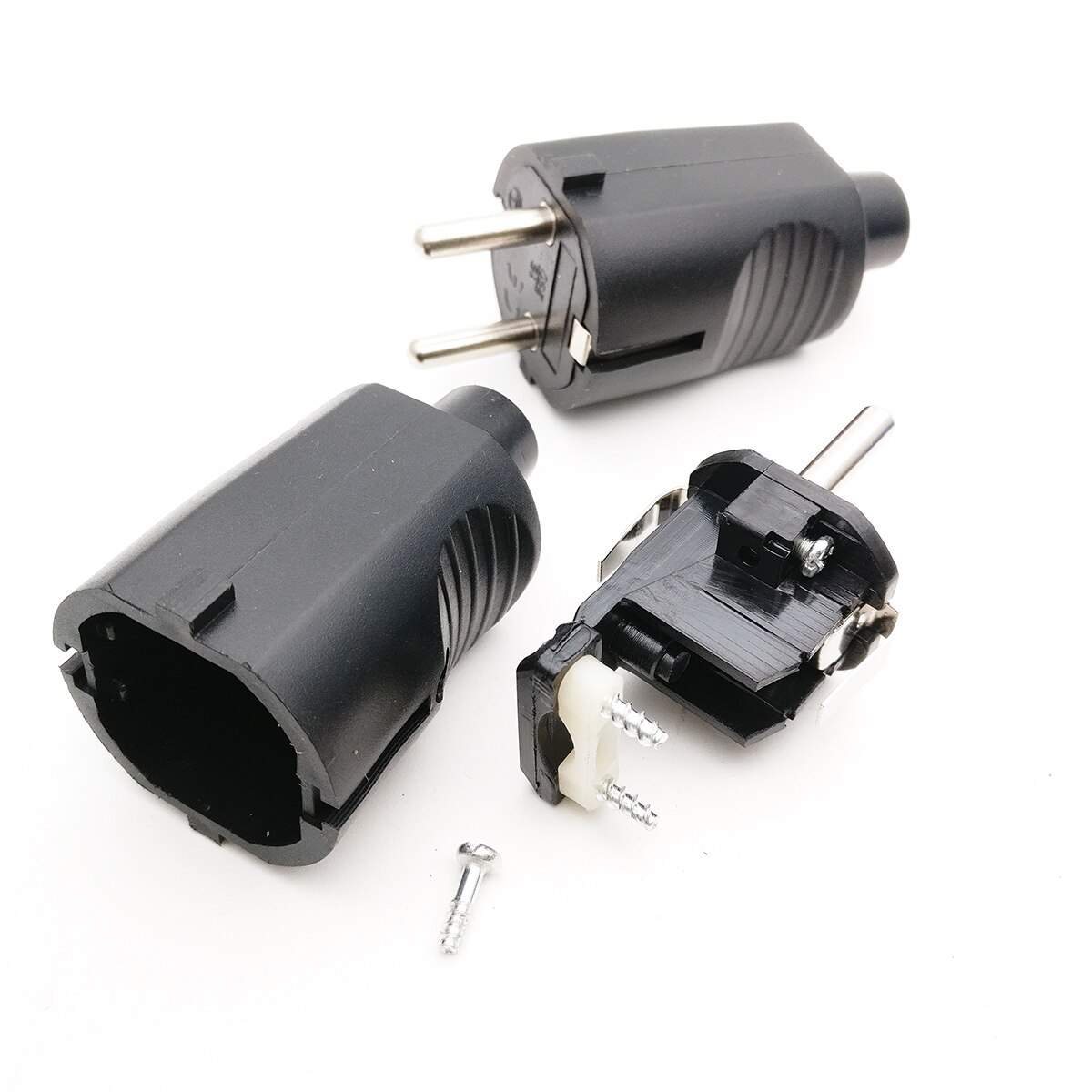 Black/White PVC shell wiring assembly Inlet European German standard rewireable power Plug detachable plug 16A 250V