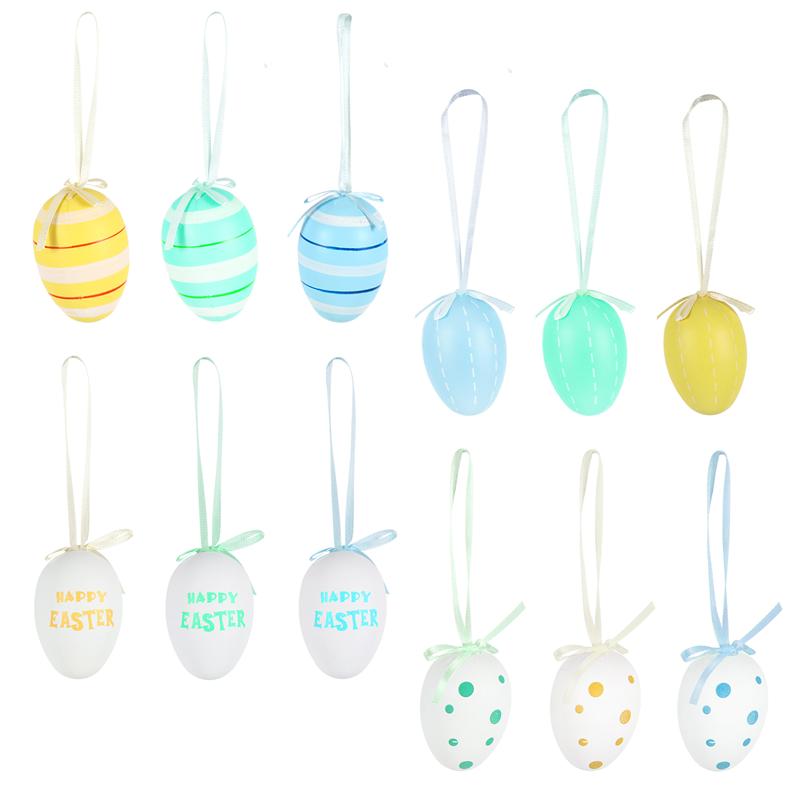 18 stücke Kreative DIY Ostern Ei Dekorative Kunststoff Ei Anhänger Party Dekorationen