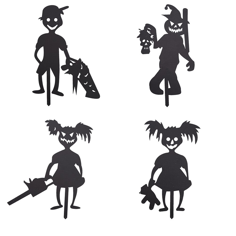 Silhouette Skull Saw Doll Shadow Yard Sign Lawn Terror Halloween Party Prop