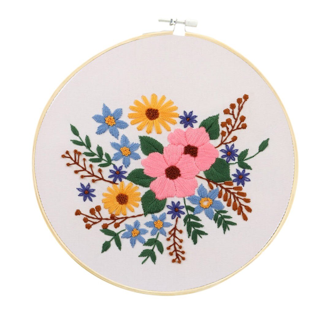 Bordado floral kit diy artesanato bordado ponto cruz decoração para casa carimbado bordado hoop threads definir aguja magica para bordar: G