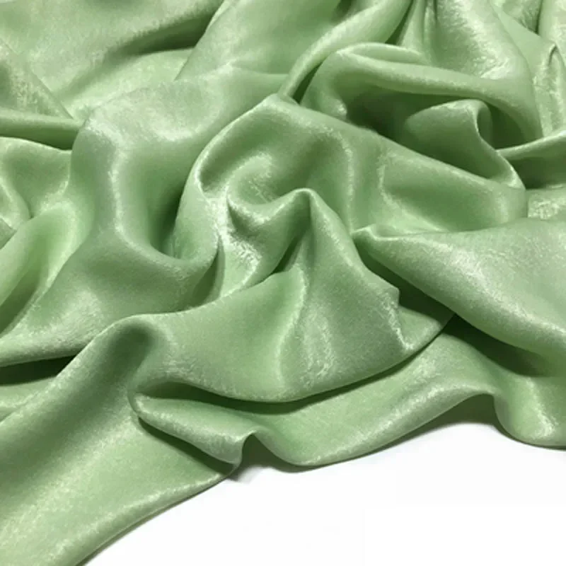 Tela de piel de melocotón de gasa crepé brillante, Material de vestido satinado de seda fluorescente
