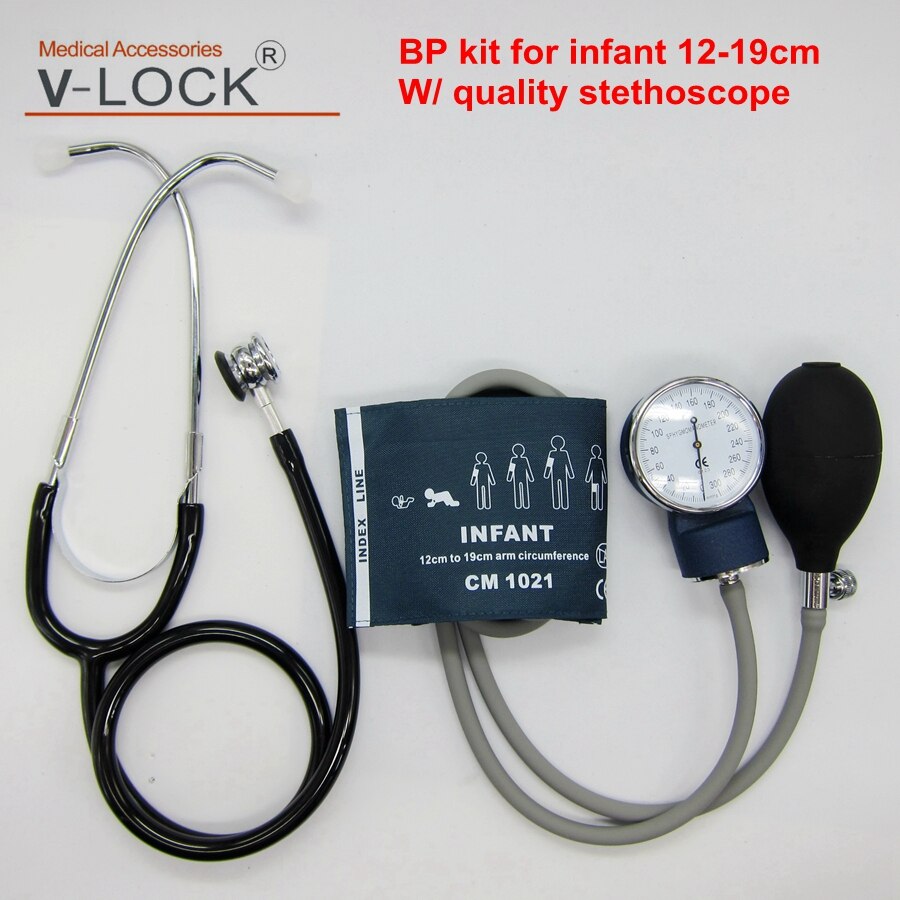 V-LOCK Professionele Baby Bp Monitor Aneroid Bloeddrukmeter Bp Manchet Kit Met Stethoscoop