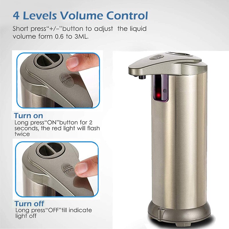 Beröringsfri dispenser för flytande tvål i rostfritt stål automatisk tvålautomat med sensor