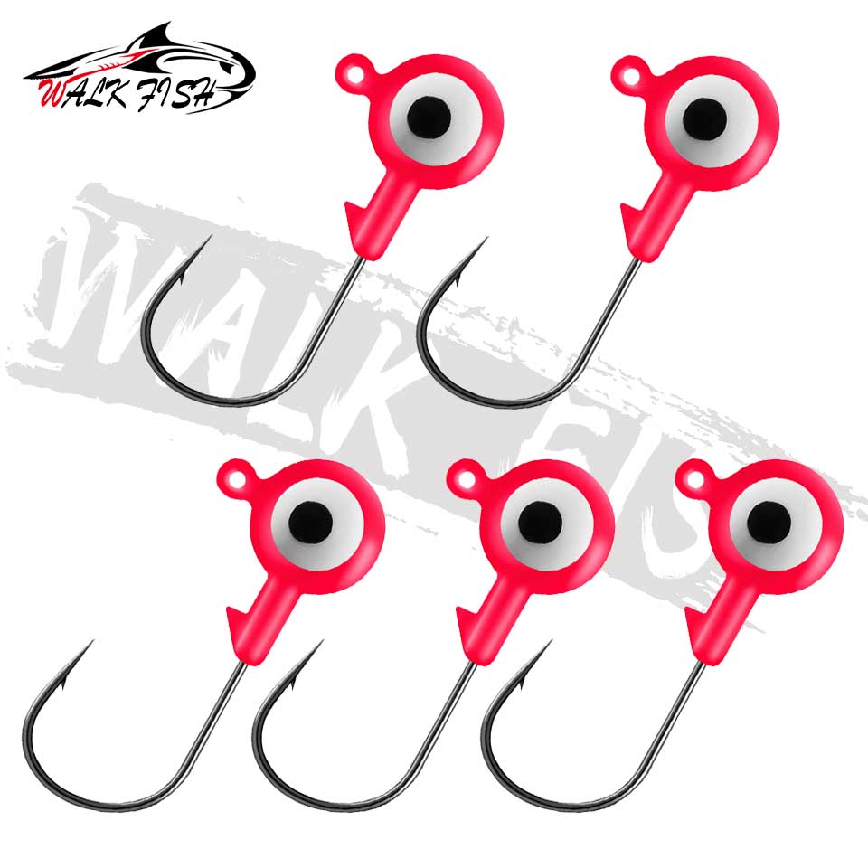 WALK FISH 5 Stück Jig-Kopf-Angelhaken, 1,75 g, 3,5 g Angelhaken, Bleikopf, Jig-Köder, harter Köder, weicher Wurm, Jighaken für weichen Wurm: 10 / YELLOW