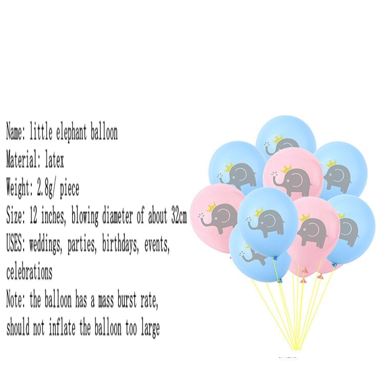 12 pouces dessin animé bébé éléphant impression latex ballon mariage mariage enfants fête d'anniversaire décoration ballon bébé douche