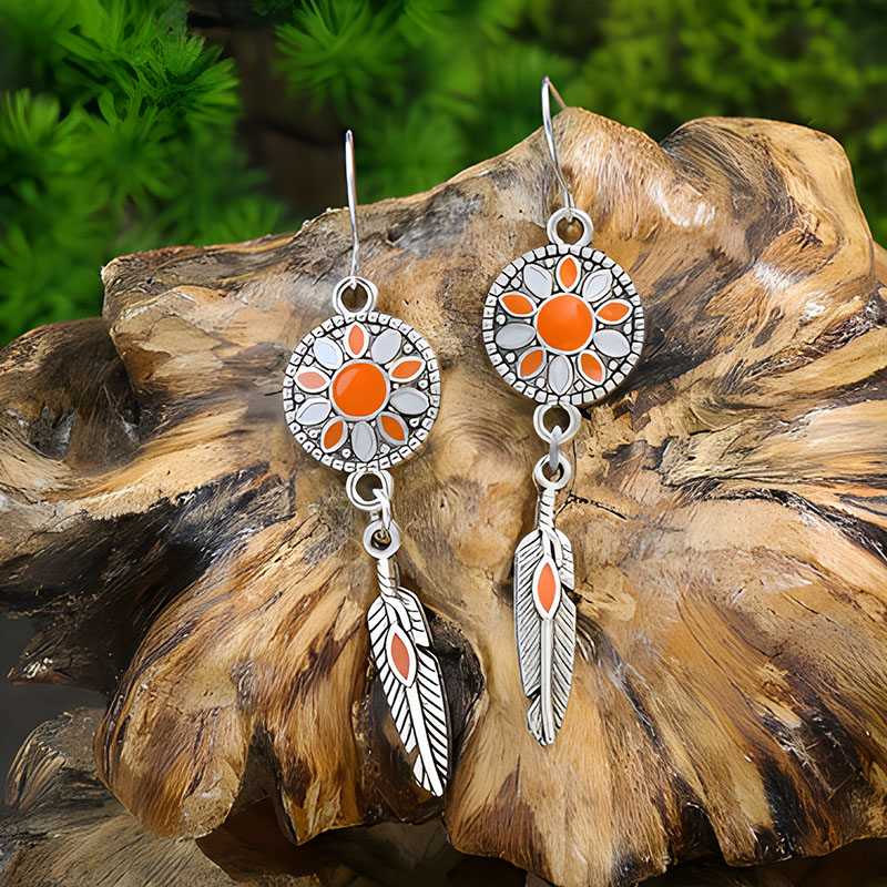 Pendientes de gota de agua de aleación étnica bohemia para mujer, pendientes colgantes de aceite de gota Multicolor Retro, joyería para diaria y vacaciones: Bronze