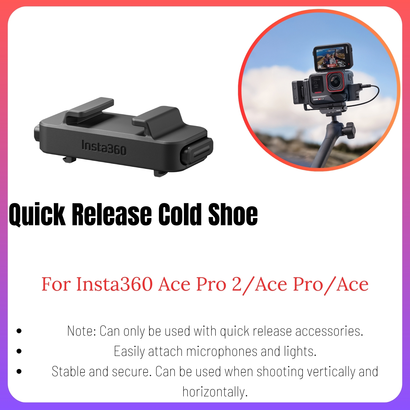 Accesorios originales para Insta360 Ace Pro 2, protector de lente, Mini Estuche de transporte, jaula de Metal, adaptador de micrófono, estuche de buceo impermeable, GPS: Color rosa