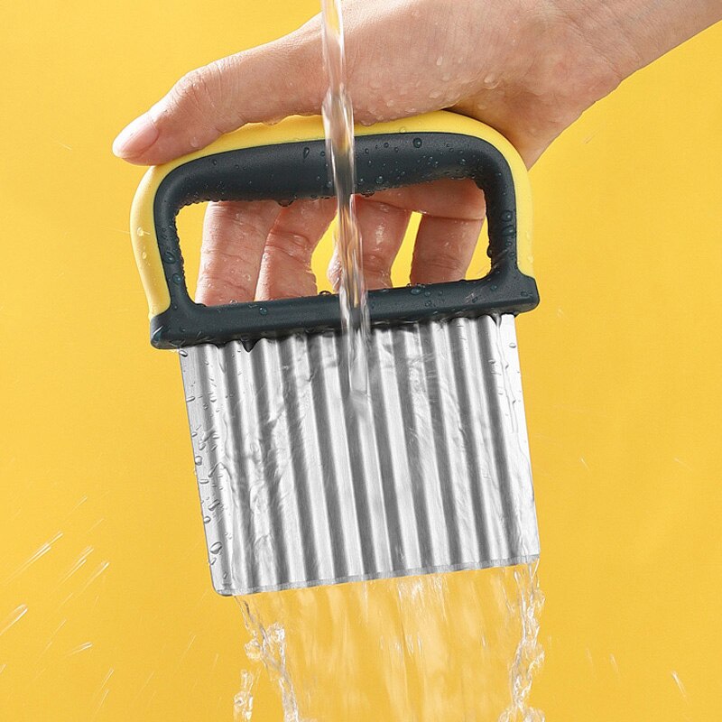 Stainless Steel Potato Wavy Edged Knife French Fry Slicer Potato Crinkle Cutter withProtective Case Fruit Vegetable Wavy Chopper