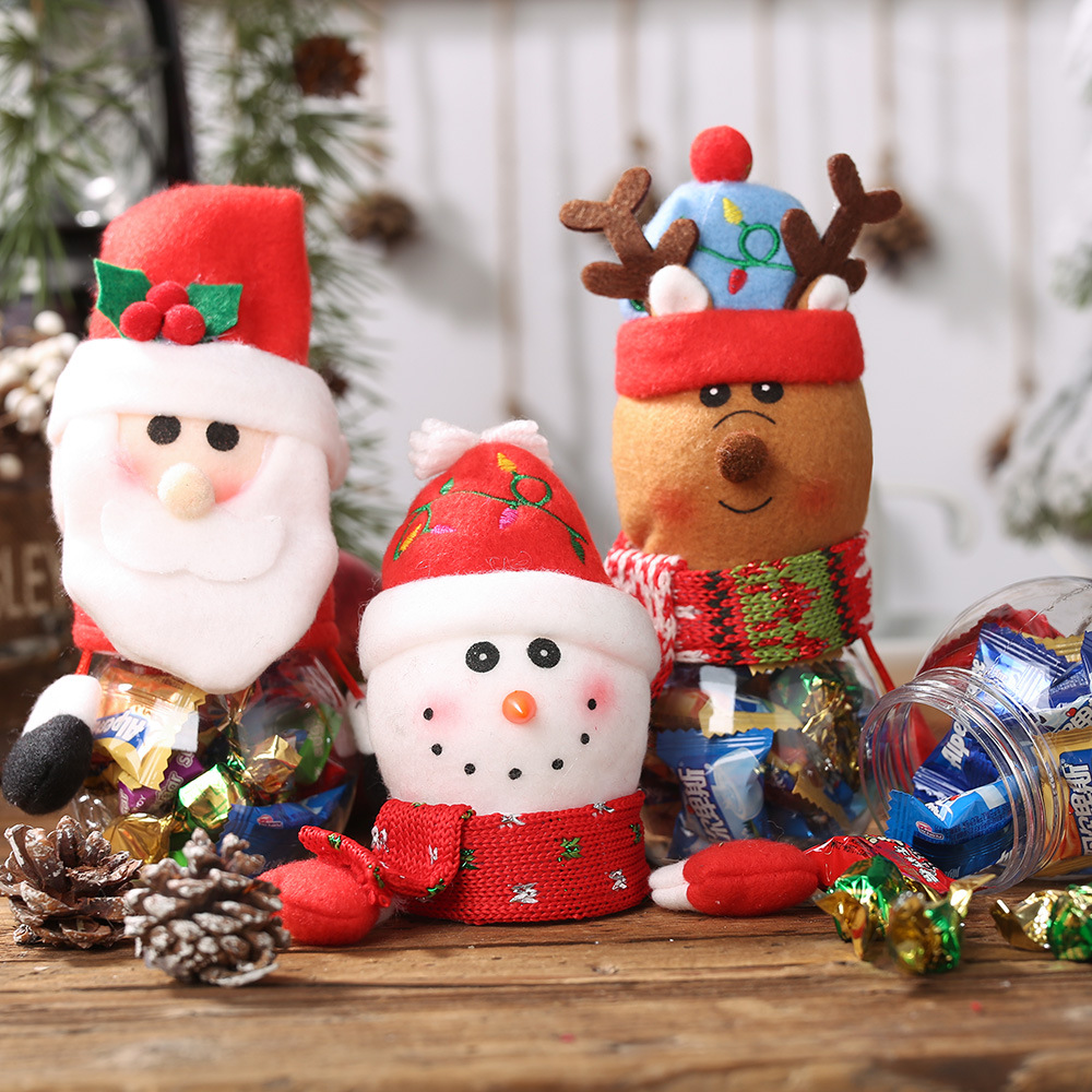 1Pc Santa Claus Snowman Candy Jar Empty Chocolate Cookie Candy Box Storage Bottle DIY Year Christmas Party Kids Navidad