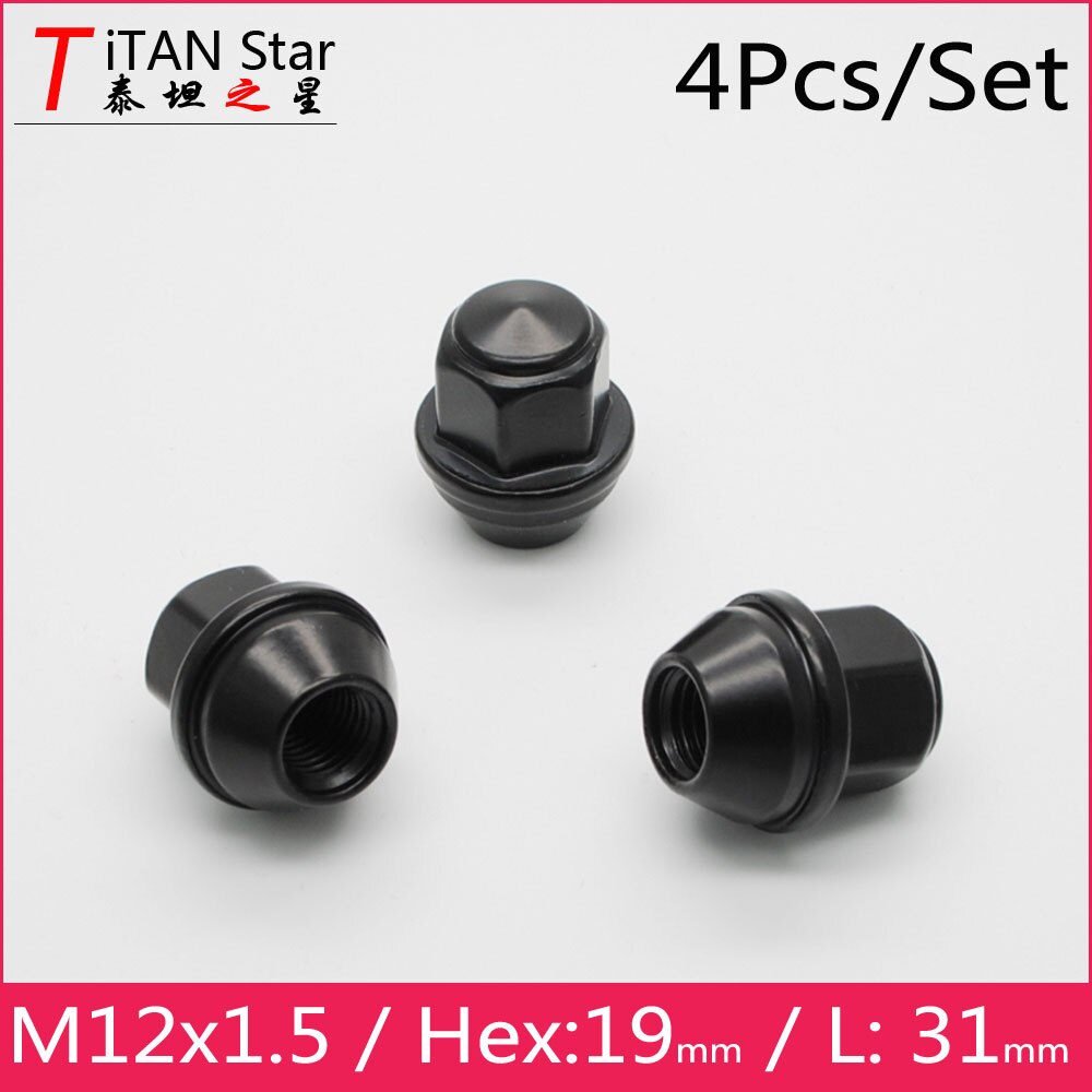 4 st  m12 x 1.5 oem oe lager fabriksfälgar fälgar ekollmuttrar 1.5 för ford focus fusion ecosport escape ranger lincoln mkz mkc: Svart (nft -2- b)