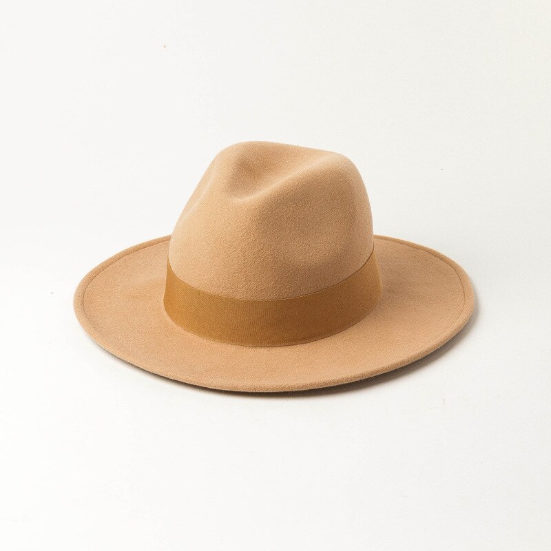 Uspop Vrouwen Wol Hoed Geweven Wol Fedora Hoed Casual Mode Multi-color Lint Wol Jazz Hoeden: Camel 2