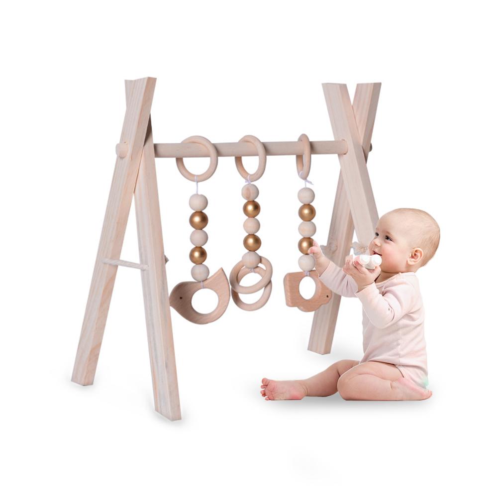 Houten Baby Gym Frame Activiteit Center Opknoping Bar Voor Baby 'S Over 3 Maanden Oud: White