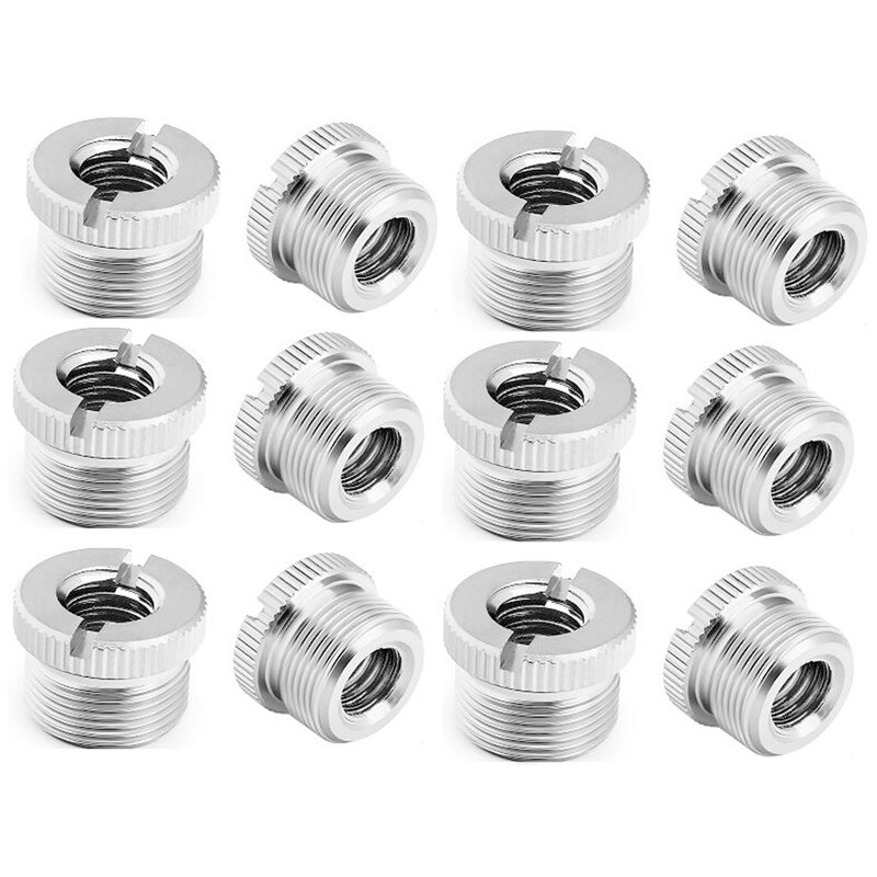 12Pcs Mic Stand Adapter 3/8 Female to 5/8 Male Screw Adapter Knurled Thread Adapter for Microphone Stand Mount: Default Title