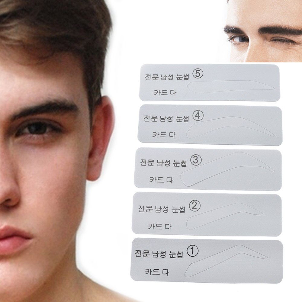 1 sæt mænd øjenbryn stencils bryn kort 5 typer mænd bryn kort skabelon makeup værktøj plejesæt