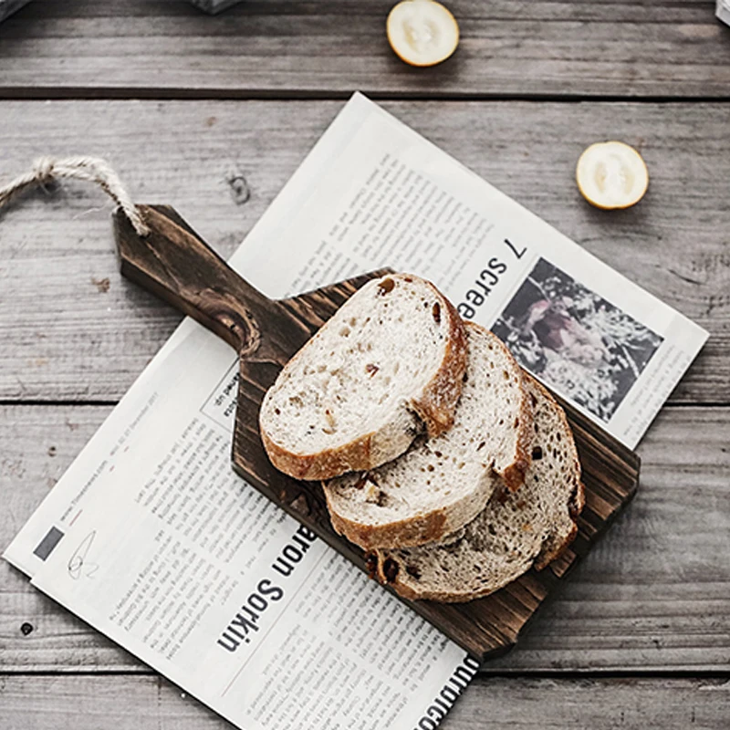 AhunderJiaz Retro Massivt Trä Skärbräda - Oval Randig Design, Matfotografi Rekvisita, Heminredning