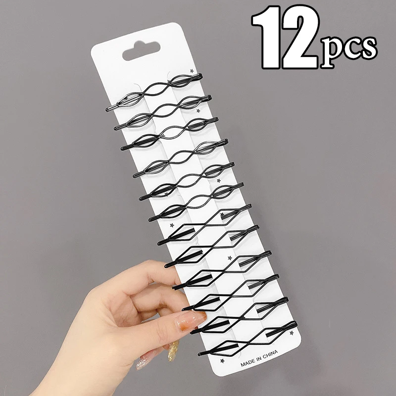 3/12 Uds pasadores de Metal negro pinzas para el cabello horquillas onduladas horquilla de Invisible BB Clip onda horquilla accesorios para el cabello: Azul