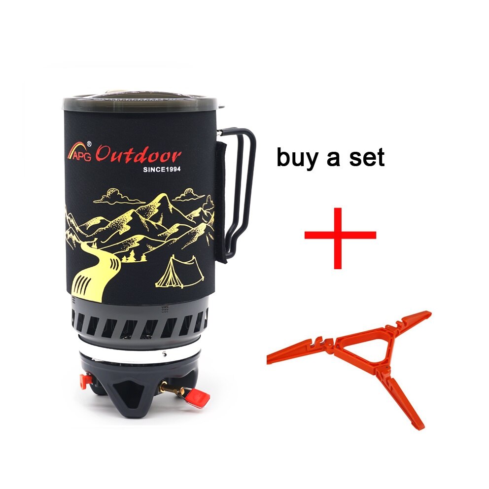 Apg Draagbare 1400Ml Koken Systeem Outdoor Wandelen Camping Kachel Warmtewisselaar Pot Propaan Gas Branders: get two