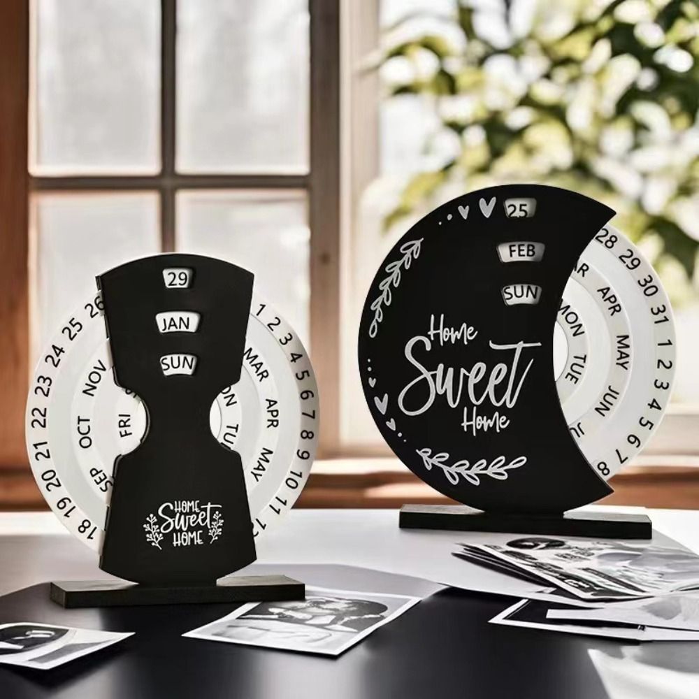 Calendario de escritorio giratorio Manual , calendario perpetuo de tiempo ajustable DIY, indicador de fecha y mes multiusos