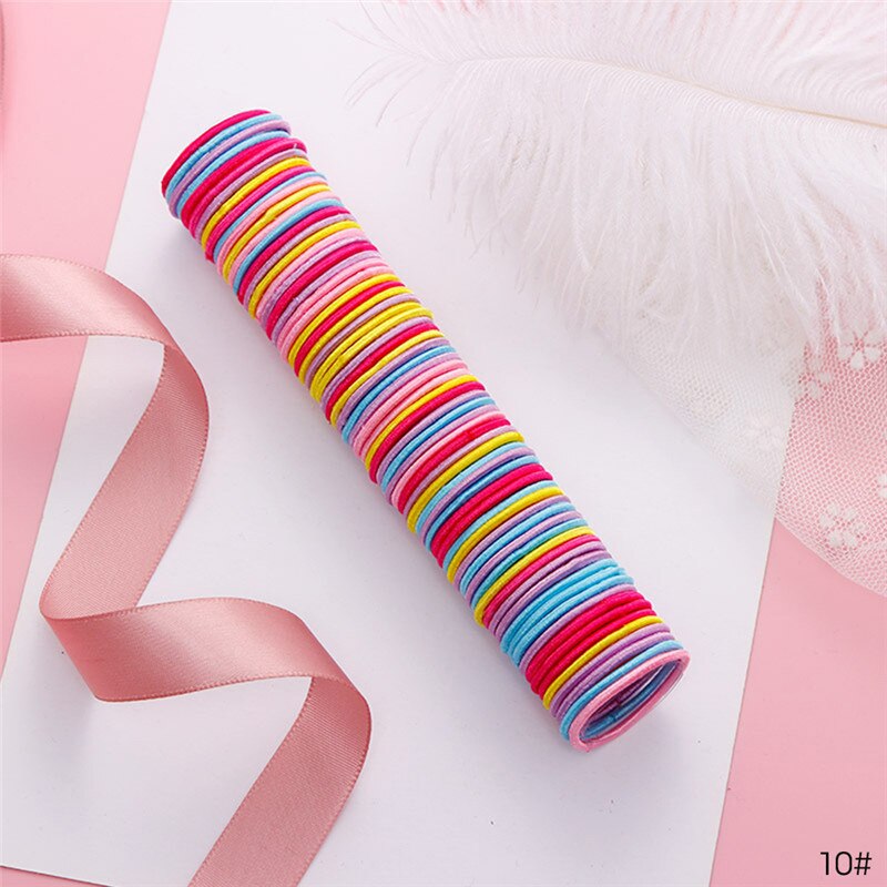50 Stks/partij 3 Cm Vrouwen Meisjes Elastische Haarband Kleurrijke Hair Ties Touwen Scrunchy Paardenstaart Rubberbands Tie Gum Accesorios: 10