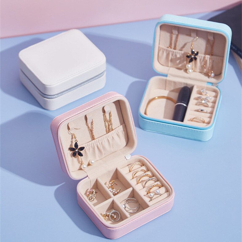 Neceser de viaje para organizar joyas, caja de almacenamiento de joyería de cuero Pu resistente al agua, para el hogar, pendientes, anillo, artículos de organización