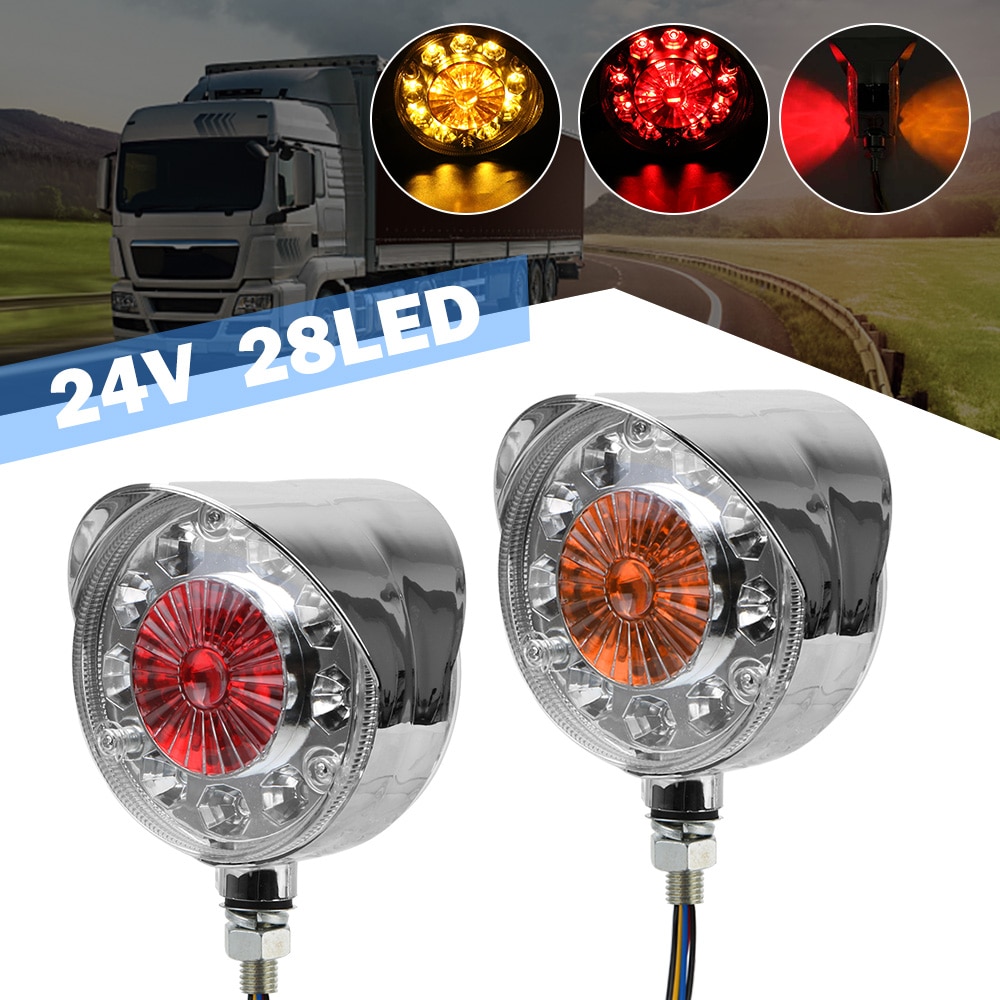 Luces LED intermitentes para coches, camiones, remolques, tractores, autobuses, barcos, 24V, indicador lateral, luz de parada de doble cara, rojo/amarillo