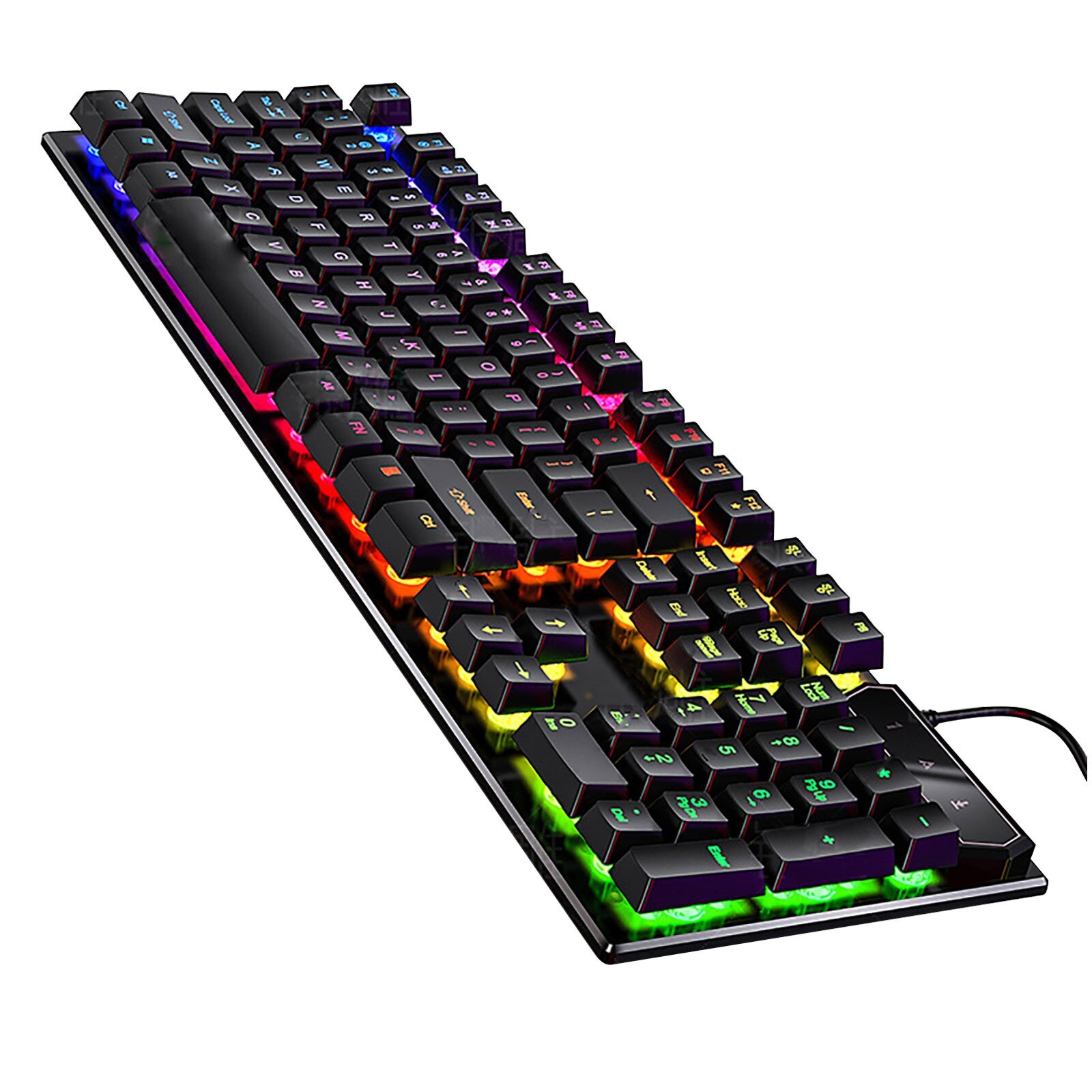 Gaming Mechanical Keyboard Blue Red Switch USB RGB/Mix Backlit Wired Keyboard 104 An_ti-ghosting For Game Laptop PC Russian nUS: A