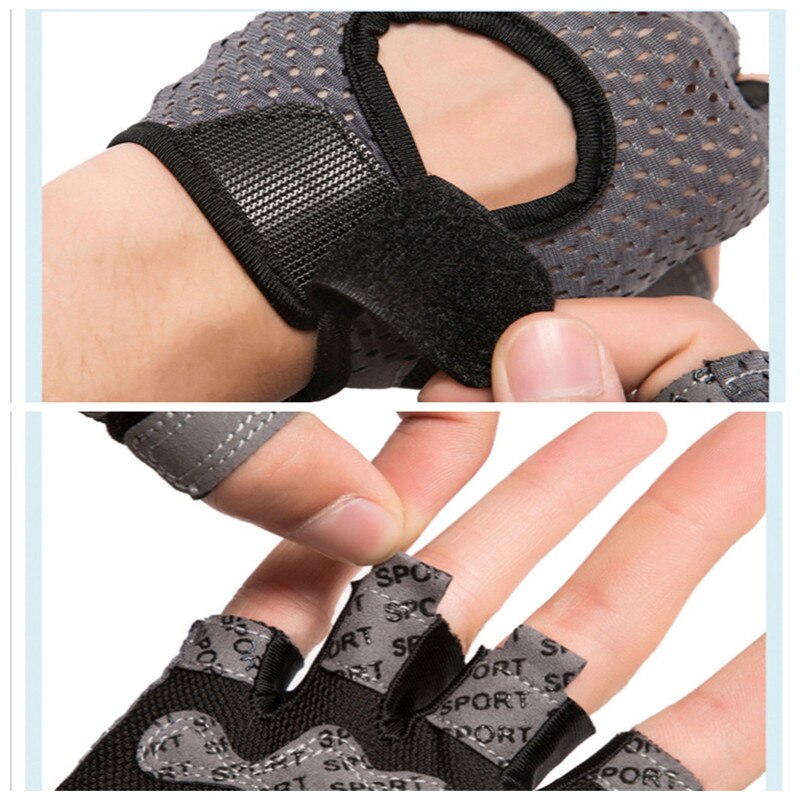 Guantes de gimnasio para mujer y hombre, mancuernas transpirables y antideslizantes, de medio dedo, para Fitness y levantamiento de pesas, para barra Horizontal