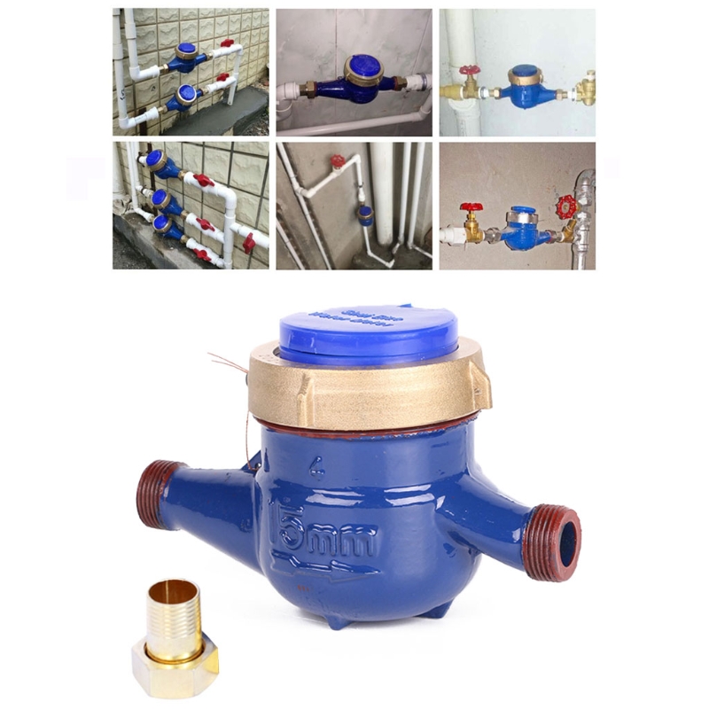 Water Meter Heavy Duty Brass Flow Measure Tap Cold Water Meter Home Garden Wet Table Measuring Tools Water Measurement