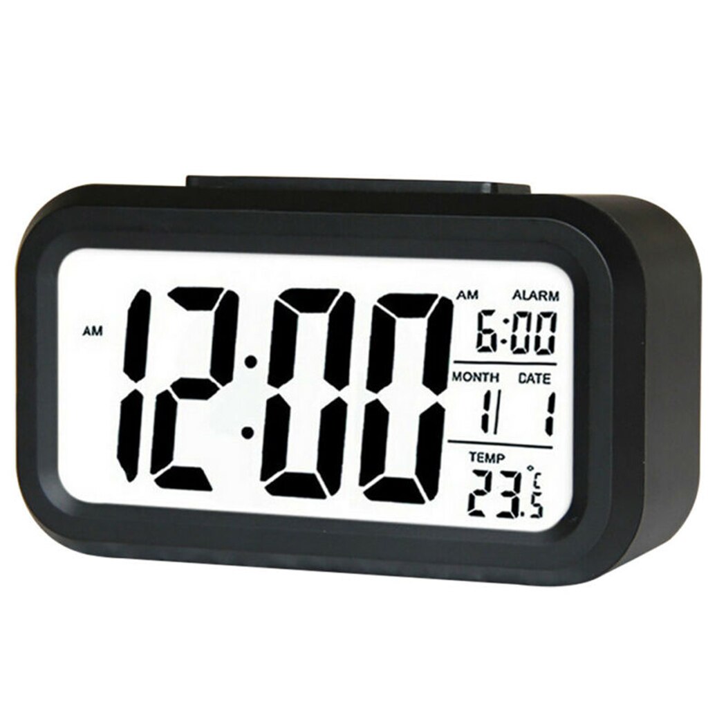 Led Met Kalender + Thermometer Backlight Elektronische Wekker Digitale Tijd Met Kalender + Thermometer Backlight: Black