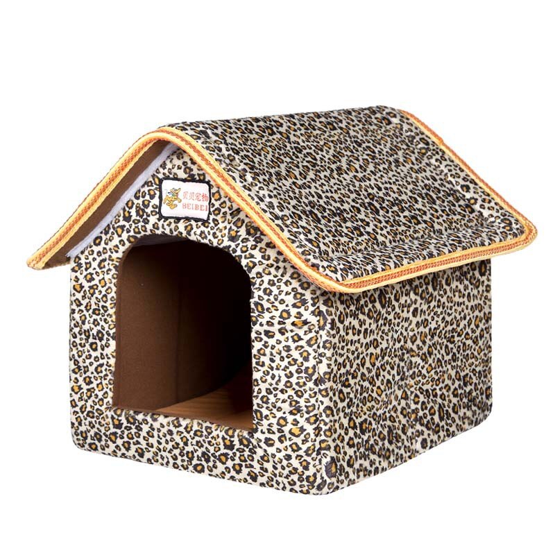 Maison pour chien chambre pliable pour chiens chenil nid chien chat lit petit moyen chiens hiver LePet Doopard chien chiot canapé coussin maison: Leopard Print / 61cmx47cmx45cm