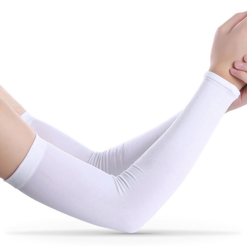 Manchons de bras de sport de Camping, manchons de cyclisme, manchettes de volley-ball, de Baseball, de Golf, Anti-UV, 1 paire: B-fingerless-White