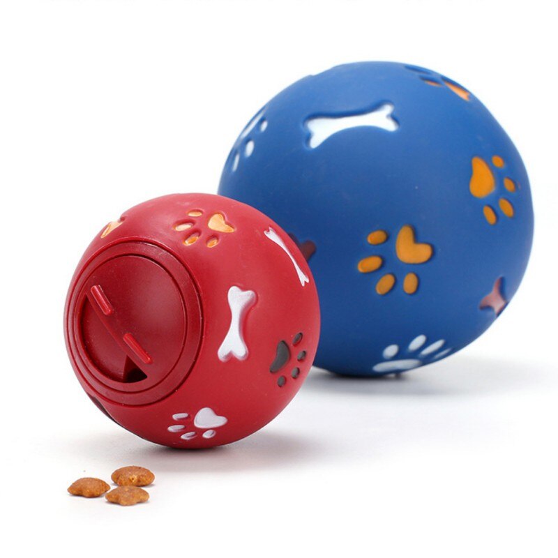 Lovely Dog Puppy Chew Toys Interactive Pet Dog Toys Rubber Ball Paw Bone Print Dog Treats Dispenser